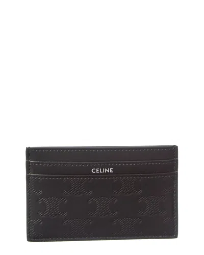 Celine Logo Leather Card Case In Black
