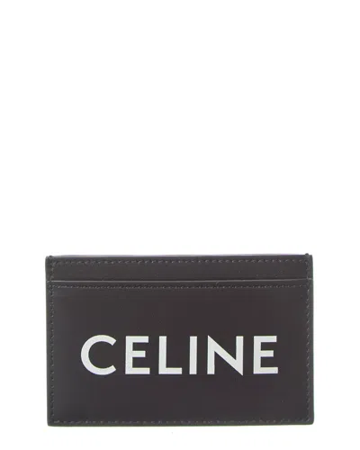 Celine Logo Leather Card Case In Black