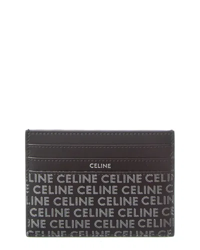 Celine Logo Leather Card Case In Gold