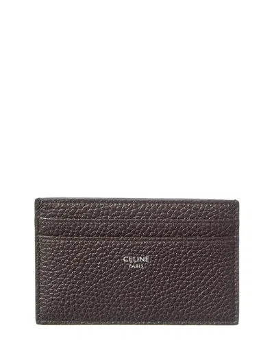 Celine Logo Leather Card Case In Purple