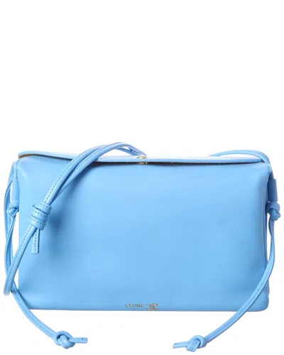 Celine Logo Leather Clutch In Blue
