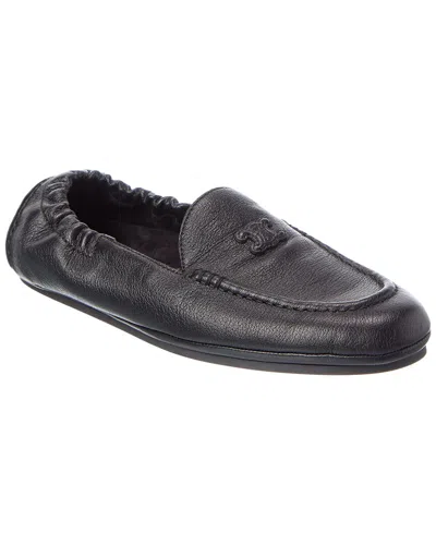 Celine Logo Leather Loafer In Black