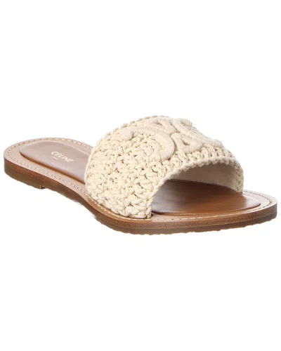 Celine Logo Leather Sandal In Neutral