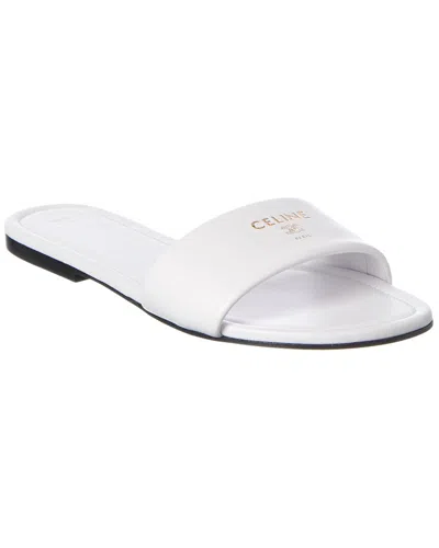 Celine Logo Leather Sandal In White