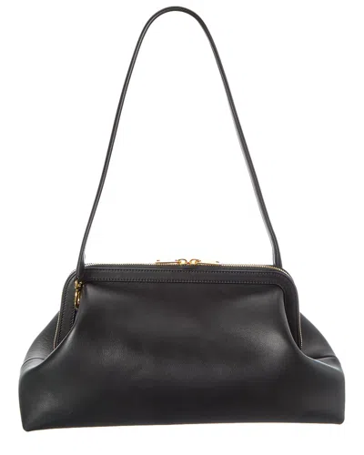 Celine Logo Leather Shoulder Bag In Black