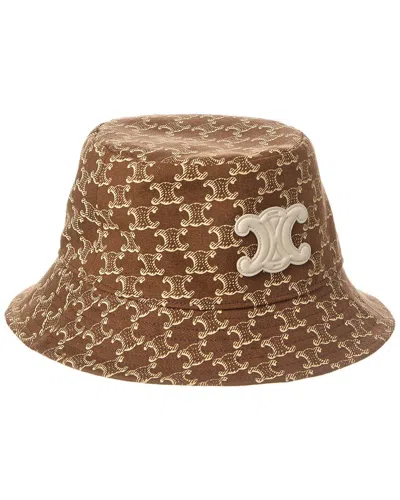 Celine Logo Linen-blend Bucket Hat In Brown