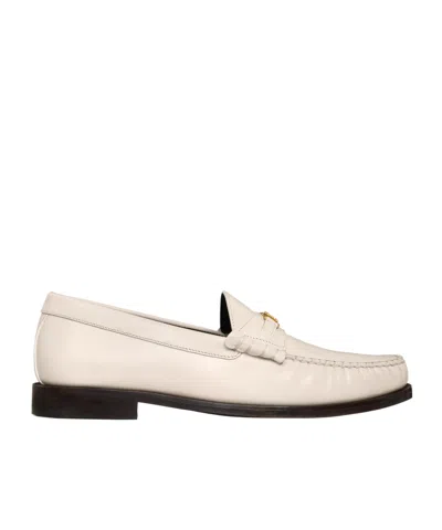 Celine Logo Loafers In Nude