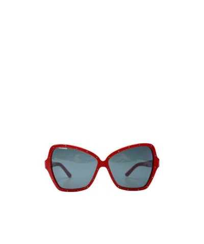 Celine Logo Logo Sunglasses In Red