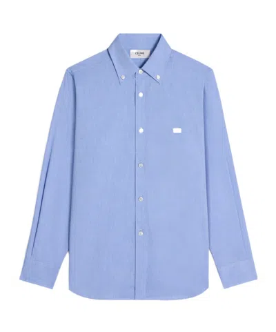 Celine Logo Long-sleeved Shirt In Blue