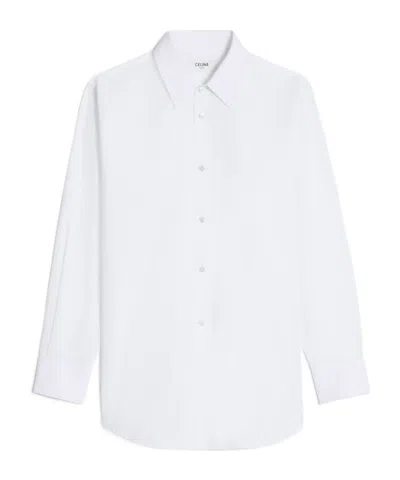Celine Logo Long-sleeved Shirt In White