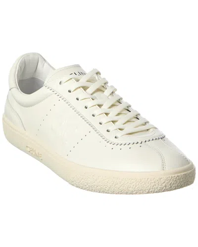 Celine Logo Low Top Leather Sneaker In White