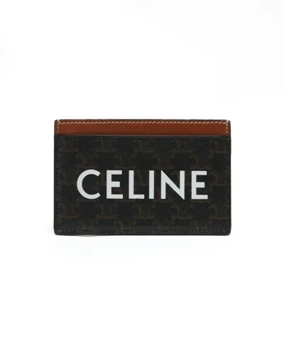 Pre-owned Celine Céline Logo Macadam Card Holder In Brown