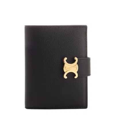 Celine Logo Medium Wallet In Black