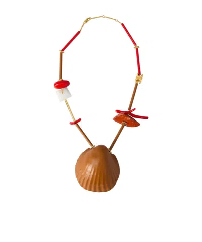 Celine Logo Necklace In Brown