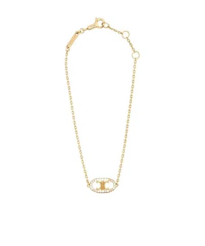 Celine Logo Necklace In Yellow