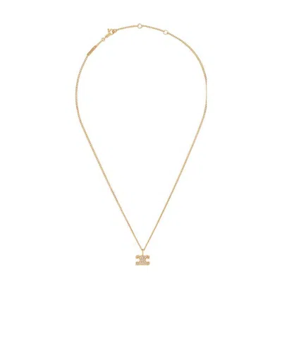 Celine Logo Necklace In Yellow