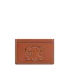 Celine Logo-patch Leather Wallet In Brown