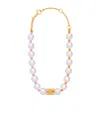 Celine Plage Pearl Bracelet In Brass With Gold Finish And Resin Pearls In White