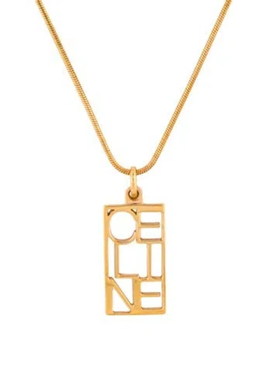 Pre-owned Celine Logo Pendant Necklace, 20" In Multi