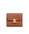 Celine Triomphe Small Flap Wallet In Leather In Brown