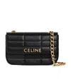 Celine Matelasse Monochrome Chain Padded Shoulder Bag In Black