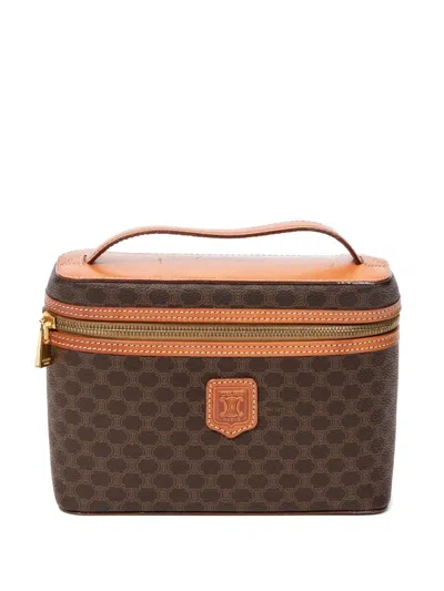 Pre-owned Celine Logo-plaque Top-handle Bag In Brown