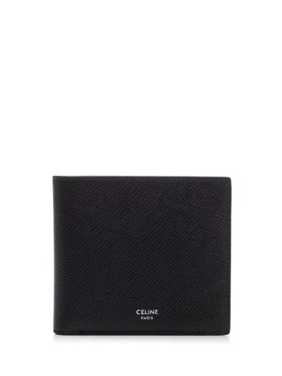 Celine Logo Print Bi-fold Wallet In Black