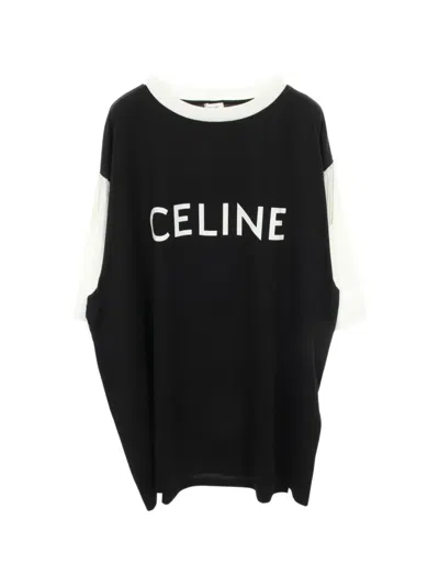 Pre-owned Celine Logo Print Fringe T-shirt In Black