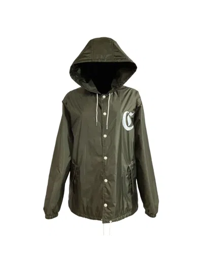 Pre-owned Celine Logo-print Hooded Jacket In Green