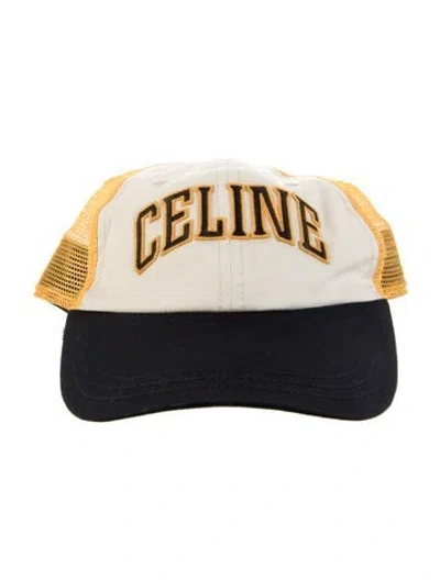 Pre-owned Celine Logo Printed Baseball Cap In Yellow
