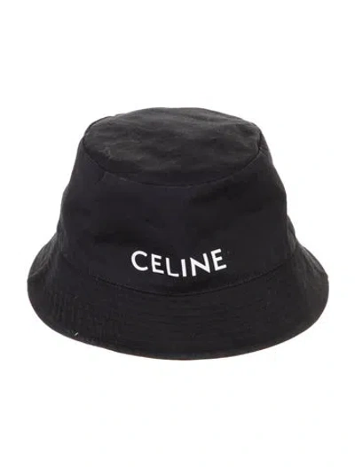 Pre-owned Celine Logo Printed Bucket Hat In Black