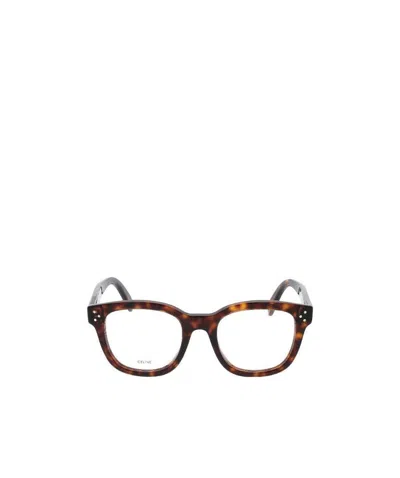 Celine Logo Printed Glasses In Brown