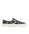 Celine Elliot Leather-trimmed Logo-print Canvas Slip-on Sneakers In Black