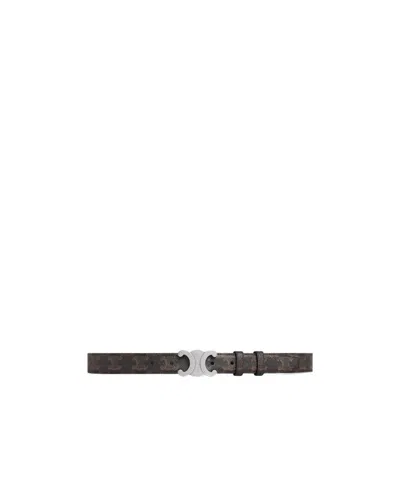 Celine Logo Printed Triomphe Belt In Black