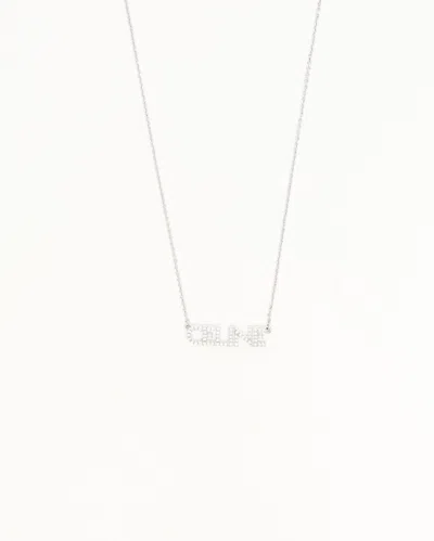 Celine Céline Logo Rhinestone Necklace In Metallic