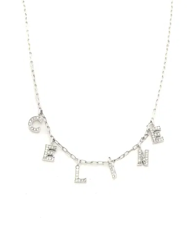 Celine Céline Logo Rhinestone Necklace In Metallic