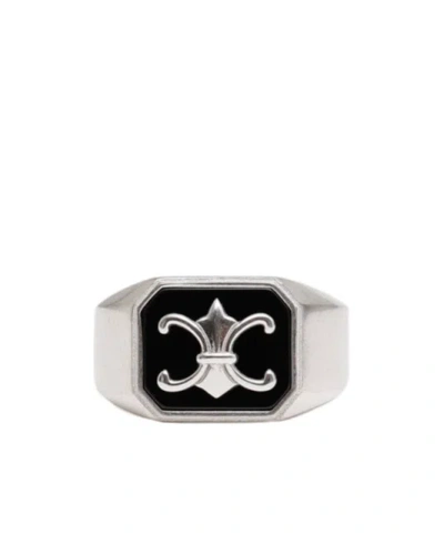 Celine Logo Ring In Black