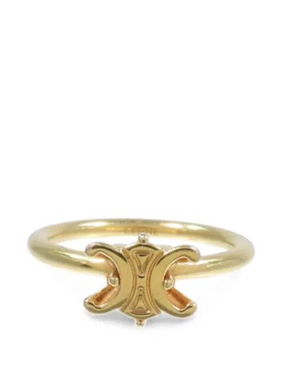 Pre-owned Celine Logo Ring In Gold