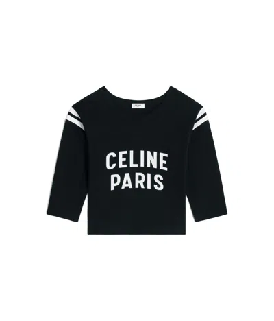 Celine Logo Round-necked T-shirt In Black