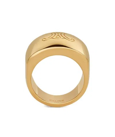 Celine Logo Round Ring In Yellow