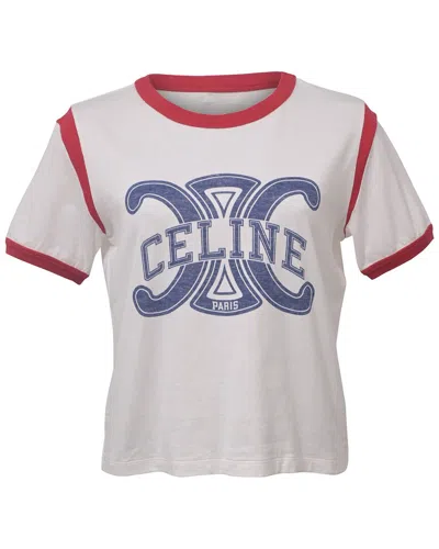 Celine Logo Short Sleeve T-shirt In White