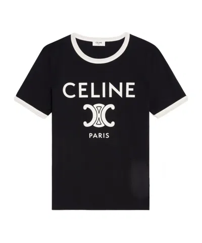 Celine Logo Short-sleeved T-shirt In Black