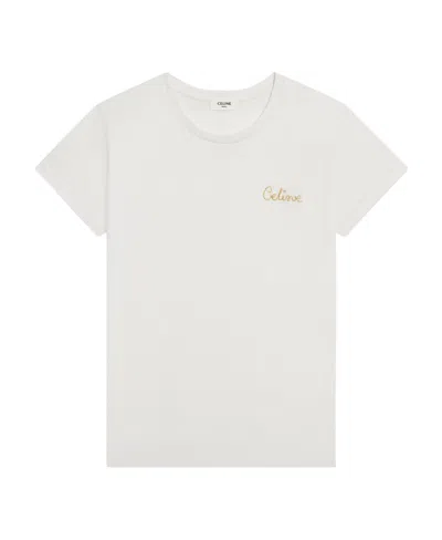 Celine Logo Short-sleeved T-shirt In Off White