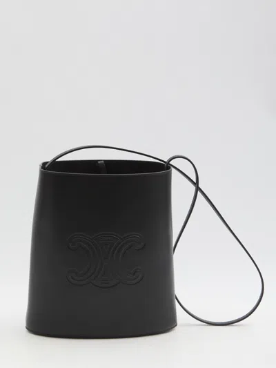 Celine Logo Shoulder Bag In Black