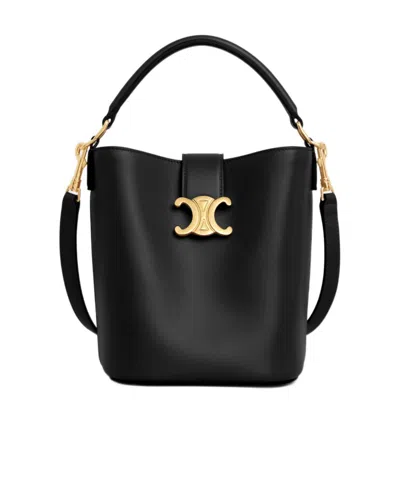Celine Logo Shoulder Bag In Black