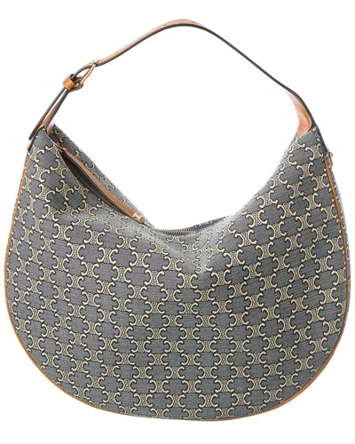 Celine Logo Shoulder Bag In Green