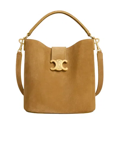 Celine Logo Shoulder Bag In Brown