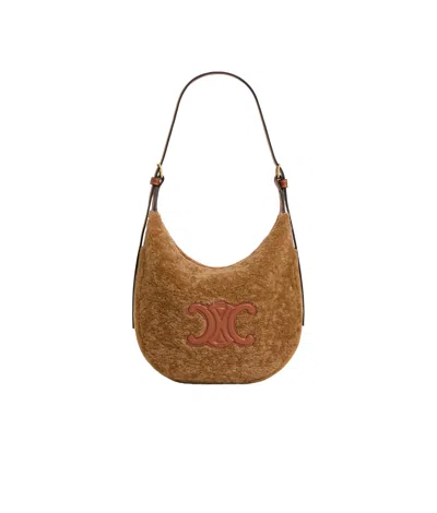 Celine Logo Shoulder Bag In Brown
