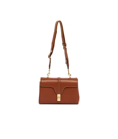 Celine Logo Shoulder Bag In Brown