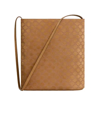 Celine Logo Shoulder Bag In Brown